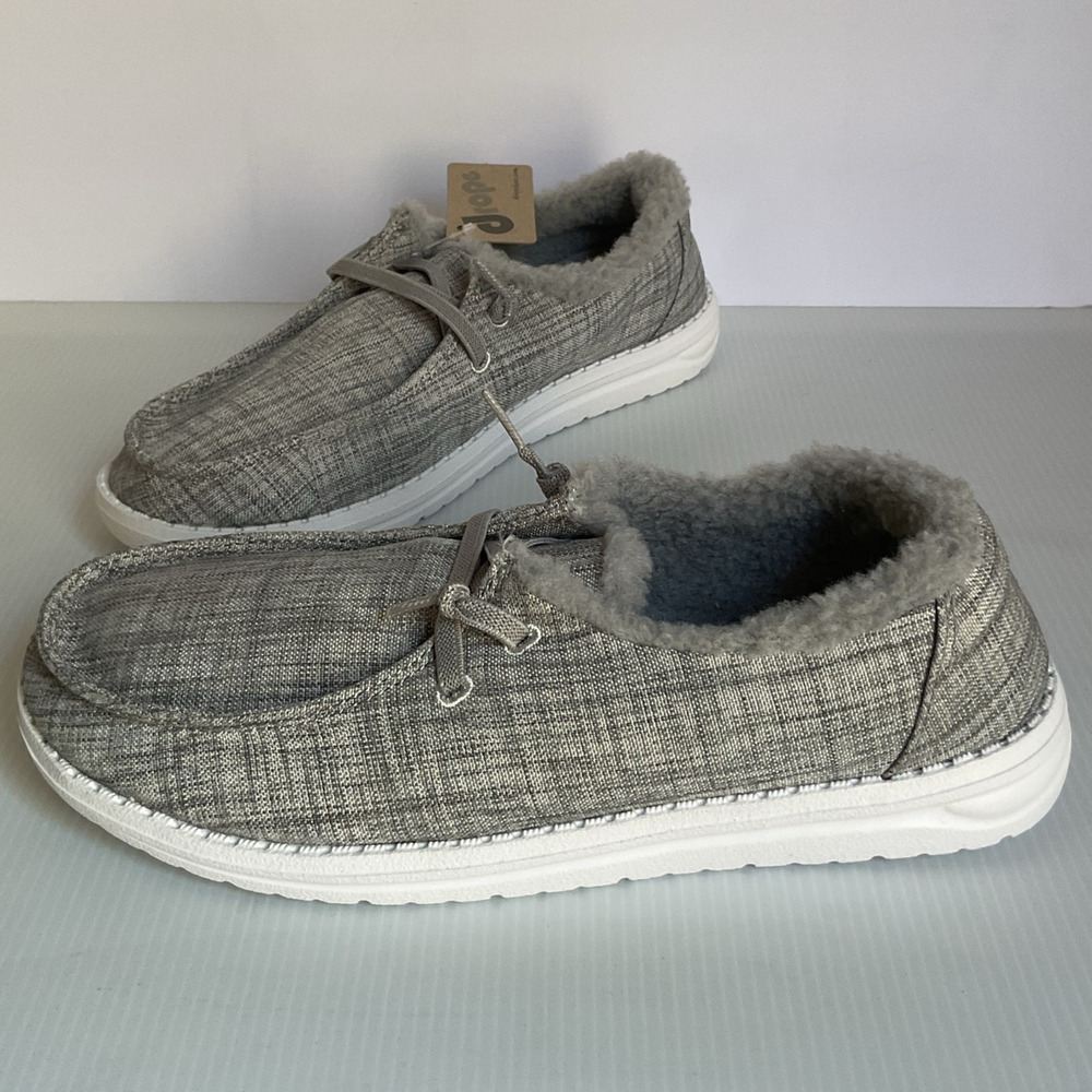 Drope Kate Women’s Faux Fur Lined Shoes Size 8 Grey Casual Comfort Lace-Up NIB